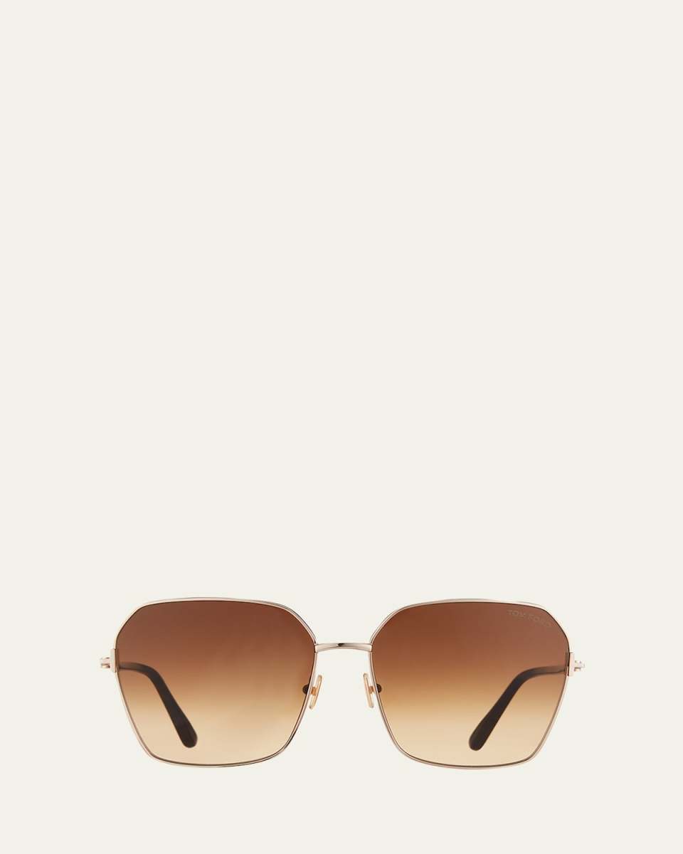 Claudia Geometric Metal/Acetate Sunglasses